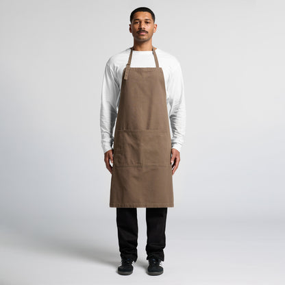 man in white long sleeve  wearing an as colour colour cotton duck canvas apron in brown