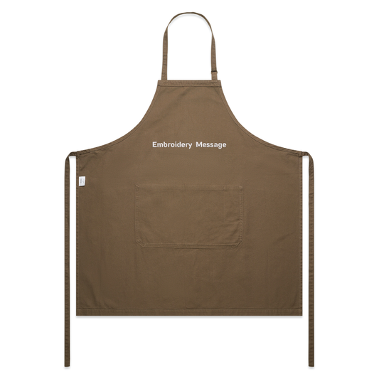 as colour cotton duck canvas apron in brown with personalised custom embroidery